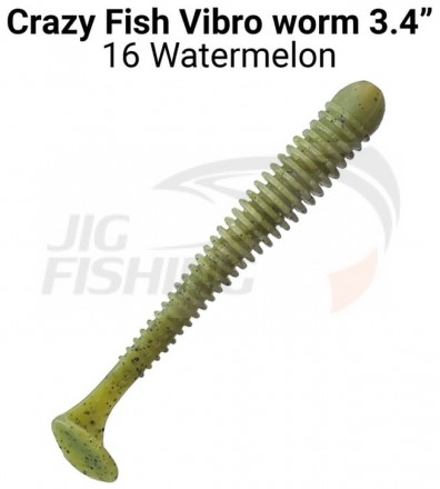 Мягкие приманки Crazy Fish Vibro Worm Floating 3.4&quot; #16 Watermelon