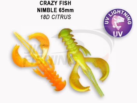 Мягкие приманки Crazy Fish  Nimble 2.5&quot; #18D Citrus
