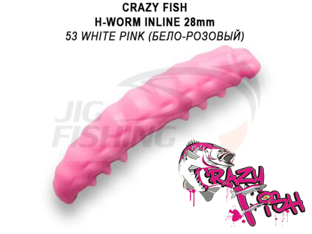 Мягкие приманки Crazy Fish MF H-Worm inline 1.1&quot; 20шт.(2*10) #53 White Pink (Squid+Shrimp)
