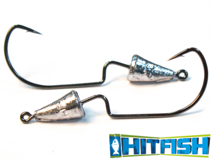 Джиг-головки HitFish Crowned Offset Mini на офсетном крючке #1 3.1gr