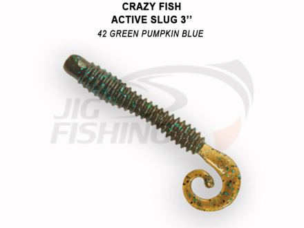  Мягкие приманки Crazy Fish Active Slug 3&quot; #42 Green Pupmkin BL