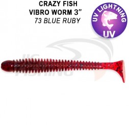 Мягкие приманки Crazy Fish Vibro Worm 3&quot; #73 Ruby
