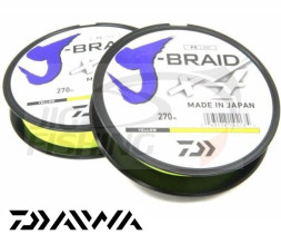 Шнур Daiwa J-Braid PE X4 270m Yellow #3 0.25mm 14.4kg