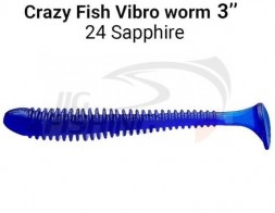 Мягкие приманки Crazy Fish Vibro Worm 3&quot; #24 Sapphire