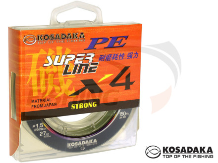 Шнур плетеный Kosadaka Super Line PE X4 150m Light Green 0.20mm 12.2kg