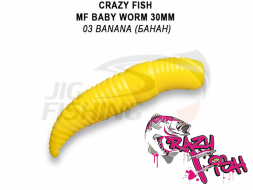 Мягкие приманки Crazy Fish MF Baby Worm 1.2&quot; #03 Banana (Squid+Shrimp)