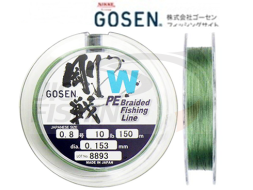 Шнур Gosen W4 PE Braid Green 150m #2 0.242mm 11kg