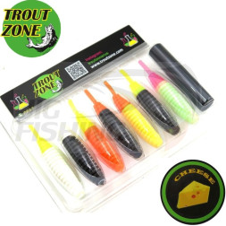 Мягкие приманки Trout Zone Ribber Pupa 2.3&quot; MIX3 Cheese + аттрактант