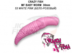 Мягкие приманки Crazy Fish MF Baby Worm 1.2&quot; #53 White Pink (Сheese)