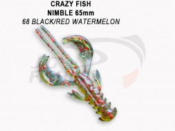 Мягкие приманки Crazy Fish  Nimble 2.5&quot; #68 Black Red Watermelon