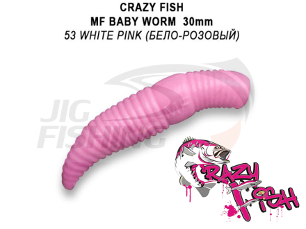 Мягкие приманки Crazy Fish MF Baby Worm 1.2&quot; #53 White Pink (Squid+Shrimp)