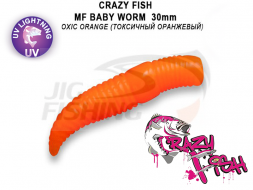 Мягкие приманки Crazy Fish MF Baby Worm 1.2&quot; #77 Toxic Orange (Squid+Shrimp)