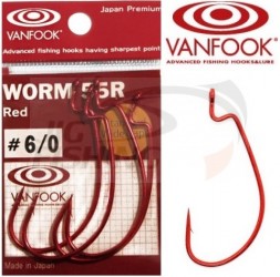 Крючки офсетные Vanfook Worm 55R Devil Red #4/0 (5шт/уп)