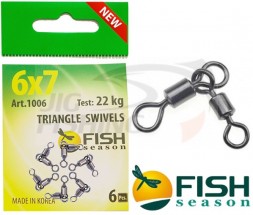 Вертлюжок Fish Season 1006 Triangle Swivels #6x7 22kg (6шт/уп)