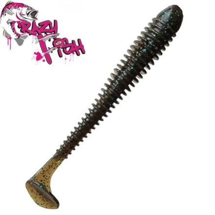Мягкие приманки Crazy Fish Vibro Worm 4&quot; #42 Green Pumpkin Blue