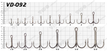 Тройник Vido-Craft Treble Hooks VD-092 (BN) #14 (25шт/уп)