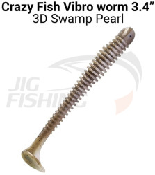 Мягкие приманки Crazy Fish Vibro Worm Floating 3.4&quot; #3d Swamp Pearl