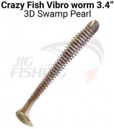 Мягкие приманки Crazy Fish Vibro Worm Floating 3.4&quot; #3d Swamp Pearl