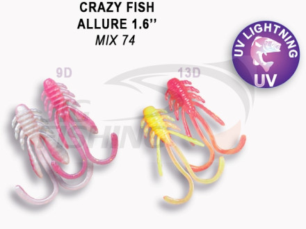 Мягкие приманки Crazy Fish Allure 1.6&quot; Mix 74