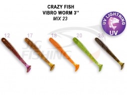 Мягкие приманки Crazy Fish Vibro Worm 3&quot;  Mix 23