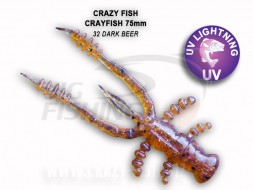 Мягкие приманки Crazy Fish CrayFish 3&quot;  32  Dark Beer