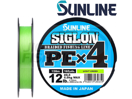 Шнур плетеный Sunline Siglon PE X4 Light Green 150m #1.7 0.223mm 13kg