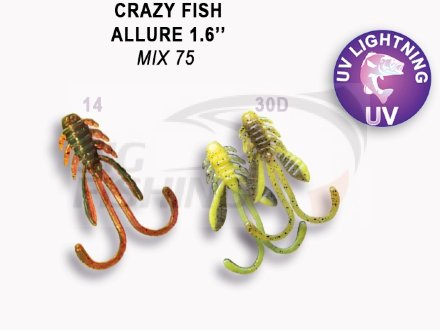 Мягкие приманки Crazy Fish Allure 1.6&quot; Mix 75