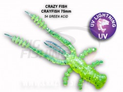 Мягкие приманки Crazy Fish CrayFish 3&quot;  54 Green Acid