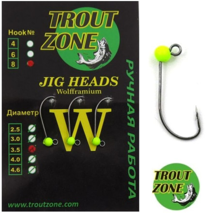 Джиг-головки Trout Zone #6 3.5mm 0.4gr Chartreuse