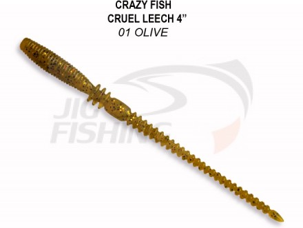 Мягкие приманки Crazy Fish  Cruel Leech 4&quot; #1 Olive
