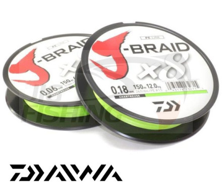 Шнур Daiwa J-Braid X8 150m Chartreuse #0.8 0.10mm 6kg