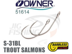 Одинарные крючки Owner/C'ultiva Trout Salmons S-31BL (Barbless) #6