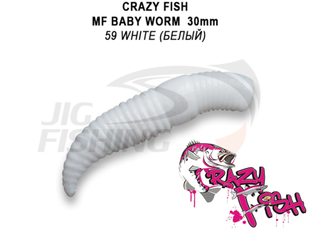 Мягкие приманки Crazy Fish MF Baby Worm Floating 1.2&quot; #59 White (Squid+Shrimp)