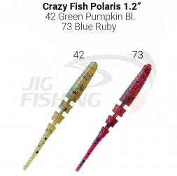 Мягкие приманки Crazy Fish Polaris 1.2&quot; 42 Green Pumpkin Blue 73 Blue Ruby