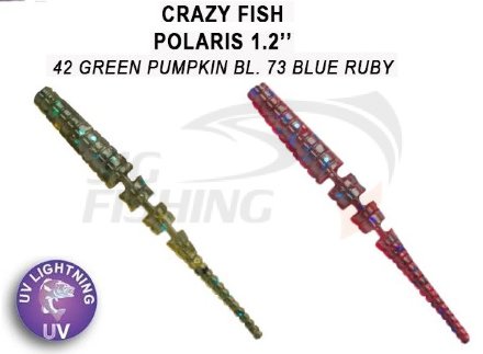 Мягкие приманки Crazy Fish Polaris 1.2&quot; 42 Green Pumpkin Blue 73 Blue Ruby