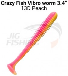 Мягкие приманки Crazy Fish Vibro Worm Floating 3.4&quot; #13d Peach