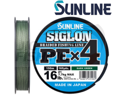 Шнур плетеный Sunline Siglon PE X4 Dark Green 150m #0.3 0.094mm 2.1kg