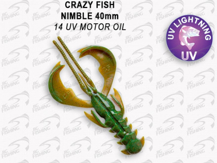 Мягкие приманки Crazy Fish  Nimble 1.6&quot; #14 UV Motor Oil