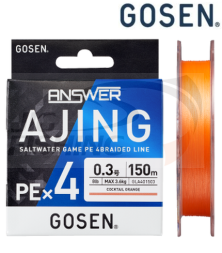 Шнур Gosen Answer Ajing PE X4 150m Orange #0.3 0.09mm 3.6kg