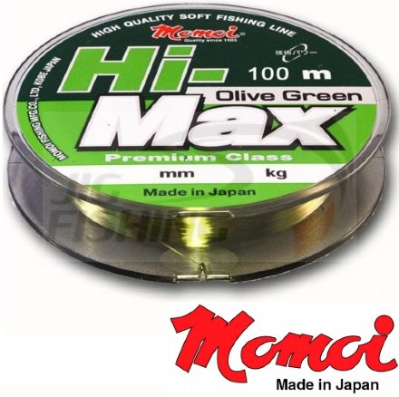 Монофильная леска Momoi Hi-Max Olive Green 100m #0.27mm 7.5kg