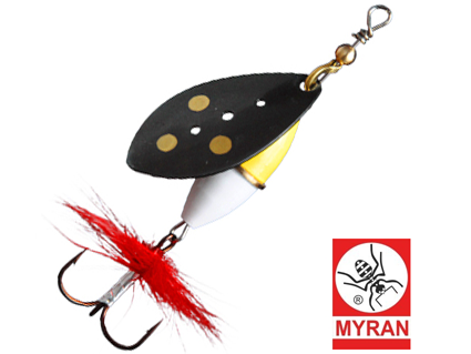 Вращающаяся блесна Myran Wipp Guld Vit 7gr #Svart
