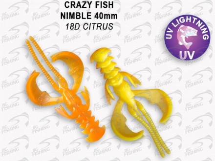 Мягкие приманки Crazy Fish  Nimble 1.6&quot; #18D Citrus