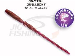 Мягкие приманки Crazy Fish  Cruel Leech 4&quot; #12 Ultraviolet