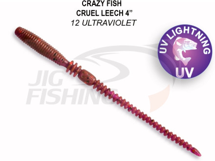 Мягкие приманки Crazy Fish  Cruel Leech 4&quot; #12 Ultraviolet