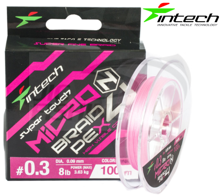 Шнур Intech MicroN PE X4 100m Pink #0.2 0.074mm 2.54kg