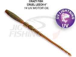 Мягкие приманки Crazy Fish  Cruel Leech 4&quot; #14 UV Motor Oil