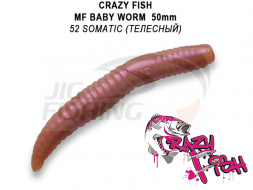 Мягкие приманки Crazy Fish MF Baby Worm 2&quot; #52 Somatic (Cheese)
