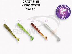 Мягкие приманки Crazy Fish Vibro Worm 2&quot; Mix 44