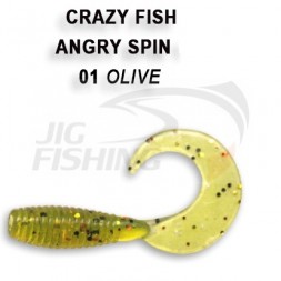 Мягкие приманки Crazy Fish Angry Spin 1.4&quot;  01 Olive