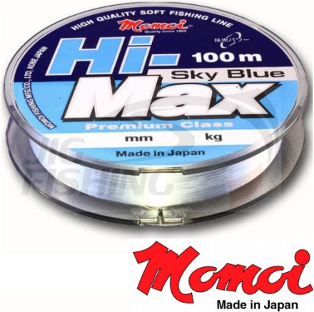 Монофильная леска Momoi Hi-Max Sky Blue 100m #0.16mm 2.9kg